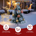 Set Of 2 Led Snow Flocked Christmas Trees,artificial Pine With Red Berries & Baubles, 8 Lighting Modes, Timer Function