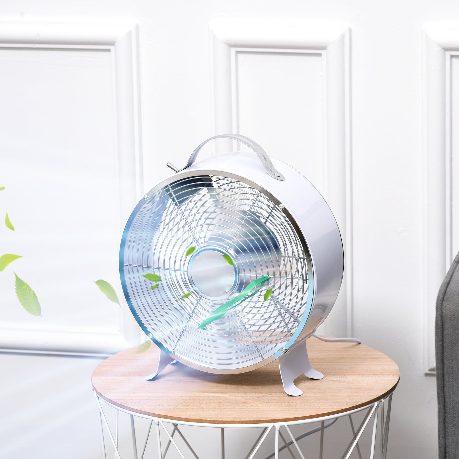 10" 2-speed Electric Fan W/ Safe Guard Anti-slip Feet | One Size | White