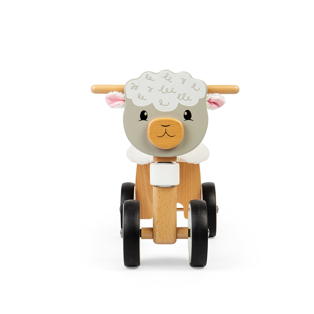Wooden Ride On Sheep, Sturdy Handlebars And Fluffy Seat
