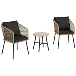 3 Piece Rattan Bistro Set, Patio Conversation Set | Natural