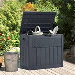 126l Waterproof Plastic Storage Box With Padlock – Rattan Texture Lockable Outdoor & Indoor Storage Container | Grey