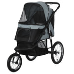3 Wheel Pet Stroller, For Medium Small Dogs, Foldable Cat Pram | Gray