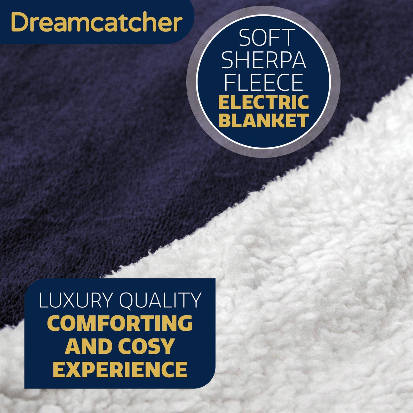 Sherpa Fleece Electric Heated Throw Over Blanket Double Polyester 160cm X 120cm | L | Blue