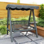 Outsunny 2 Seater Garden Swing Seat With Canopy, Outdoor Hammock Bench, Grey