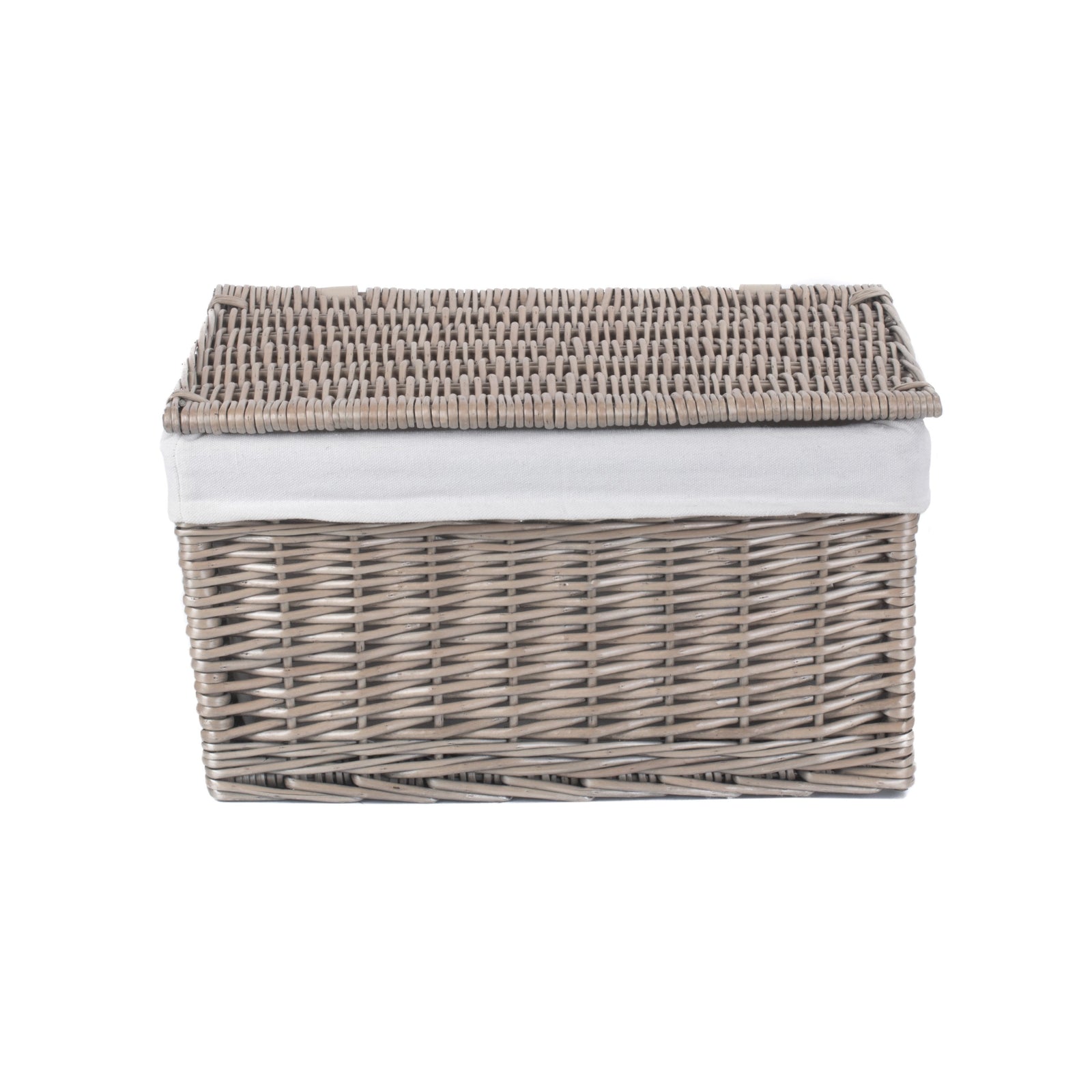 Wicker Antique Wash Cotton Lined Storage Basket | Medium | Brown