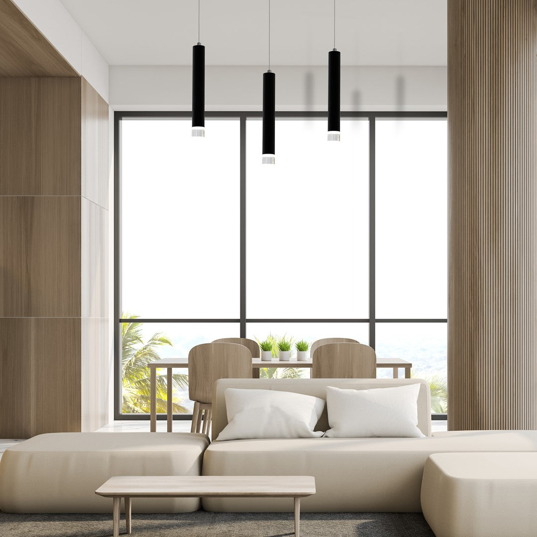 Carbon Black Led Pendant Lamp 3x5w Eye Catching Contemporary Cylindrical Lights With Built In Low Consumption Light Source