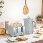 Kettle And Toaster Set With 3000w Rapid Boil, 4 Slice Toaster | Grey