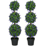 Set Of 2 70/110cm Potted Artificial Ball Tree With Lavender | Large | Green
