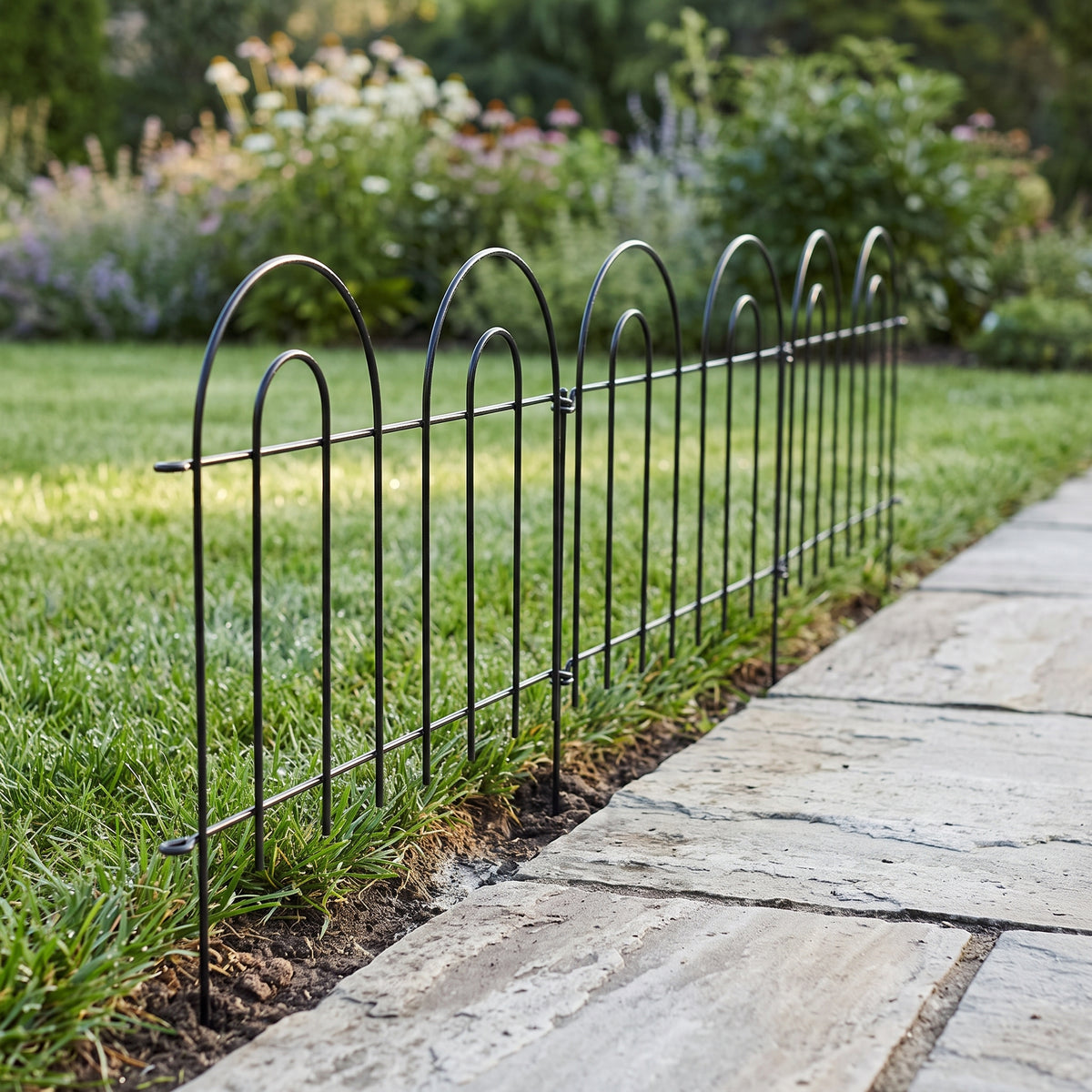 Breeins 10pcs Decorative Metal Garden Fence Panels With Double Arch Design