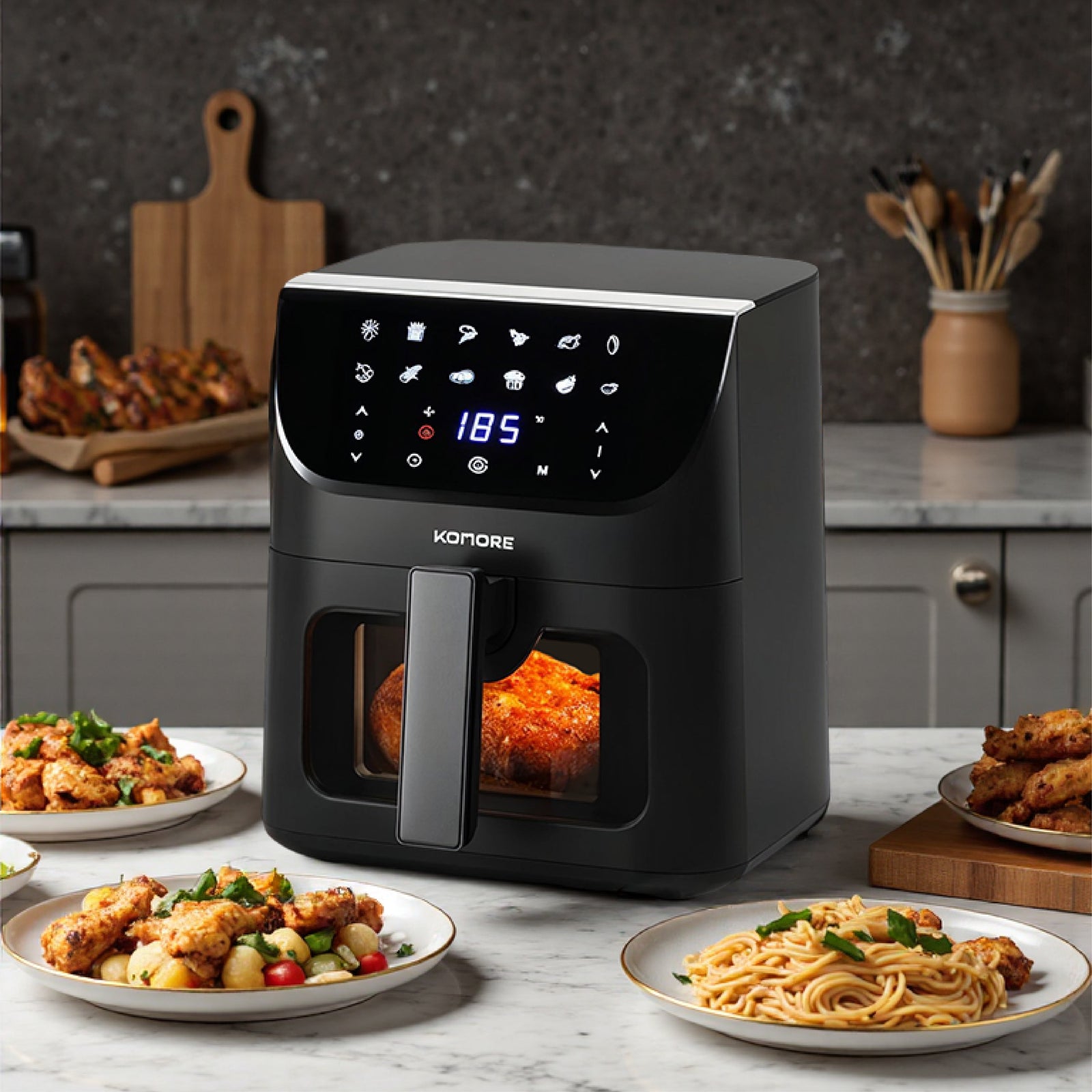 8l Digital Air Fryer With 12 Preset Menus, 1700w Rapid Hot Air Circulation, Viewing Window, Quiet Operation, Non-stick Basket, And Overheat Protection