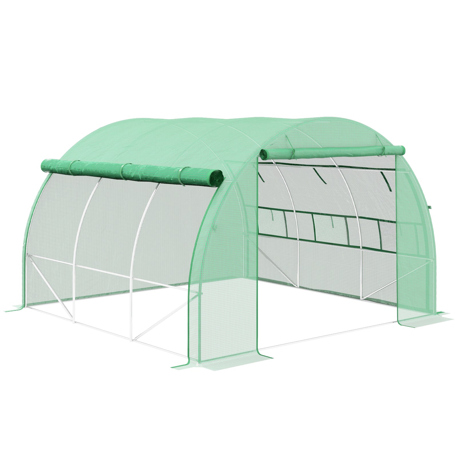 3x3x2m Polytunnel Greenhouse W/ Steel Frame | Green