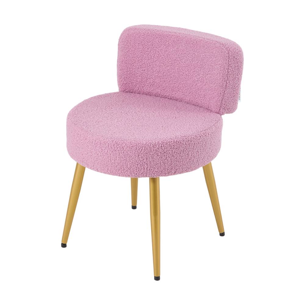 Teddy Fleece Upholstered Dressing Table Stool With Adjustable Feet | Purple