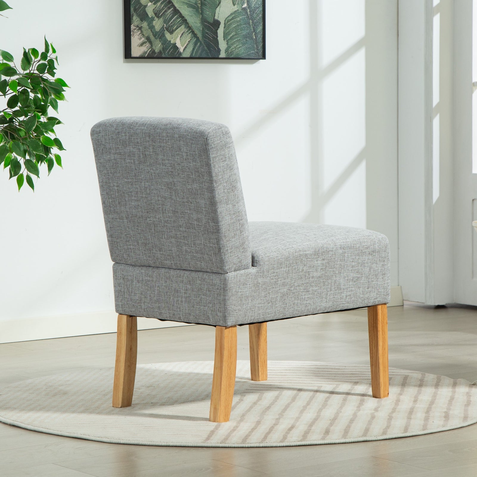 Selina Fabric Armless Accent Chair | Light Grey