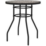 Garden Table W/ Tempered Glass Top, Steel Frame | Tan