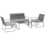 4pcs Outdoor Pe Rattan Wicker Lounge Set