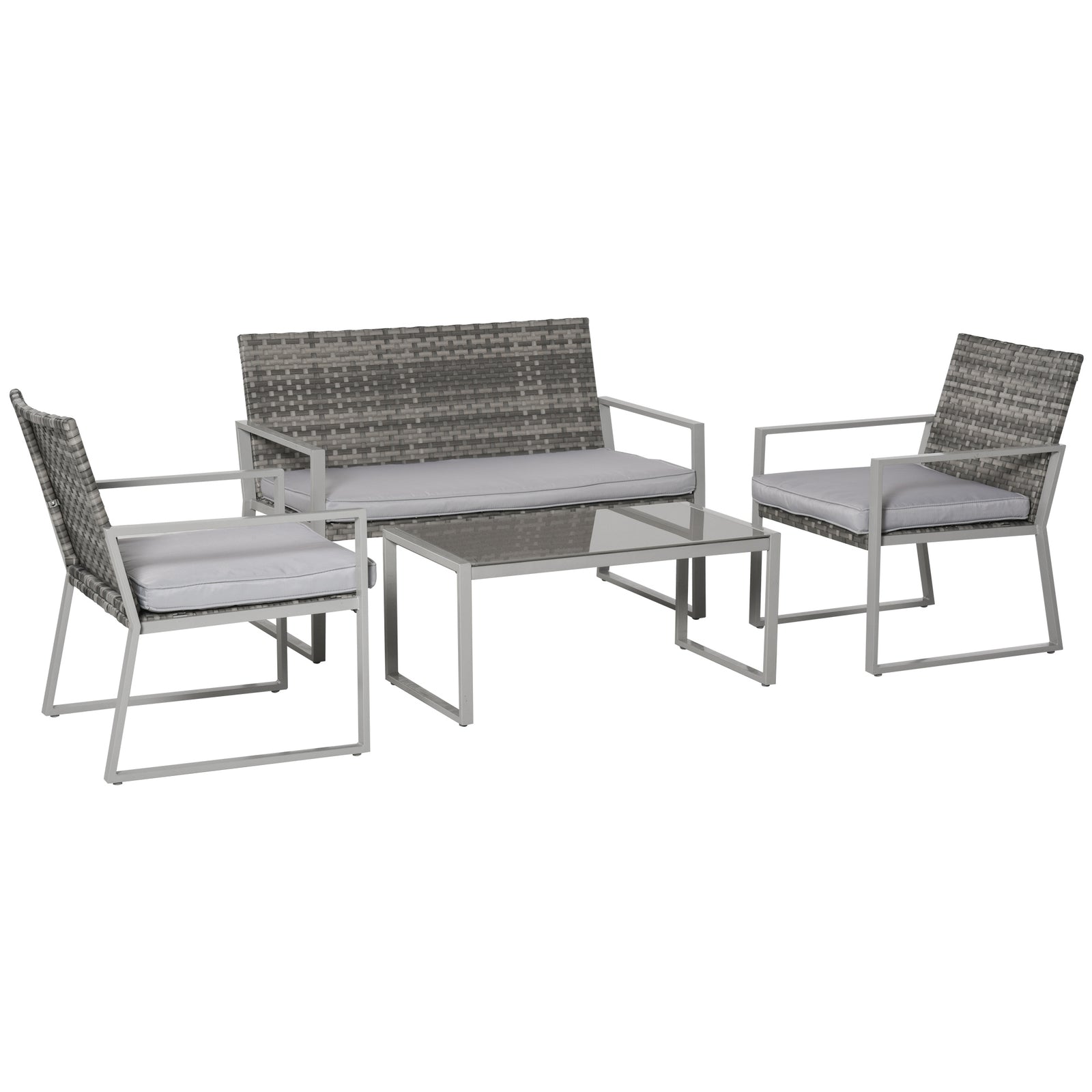 4pcs Outdoor Pe Rattan Wicker Lounge Set