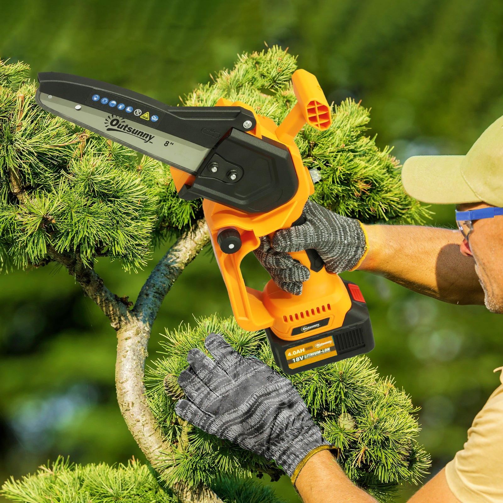 8 Inch Electric Chainsaw With Brushless Motor, 2 Batteries | Orange