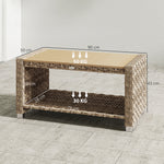 Outdoor Coffee Table With Storage Shelf And Slatted Top | Brown