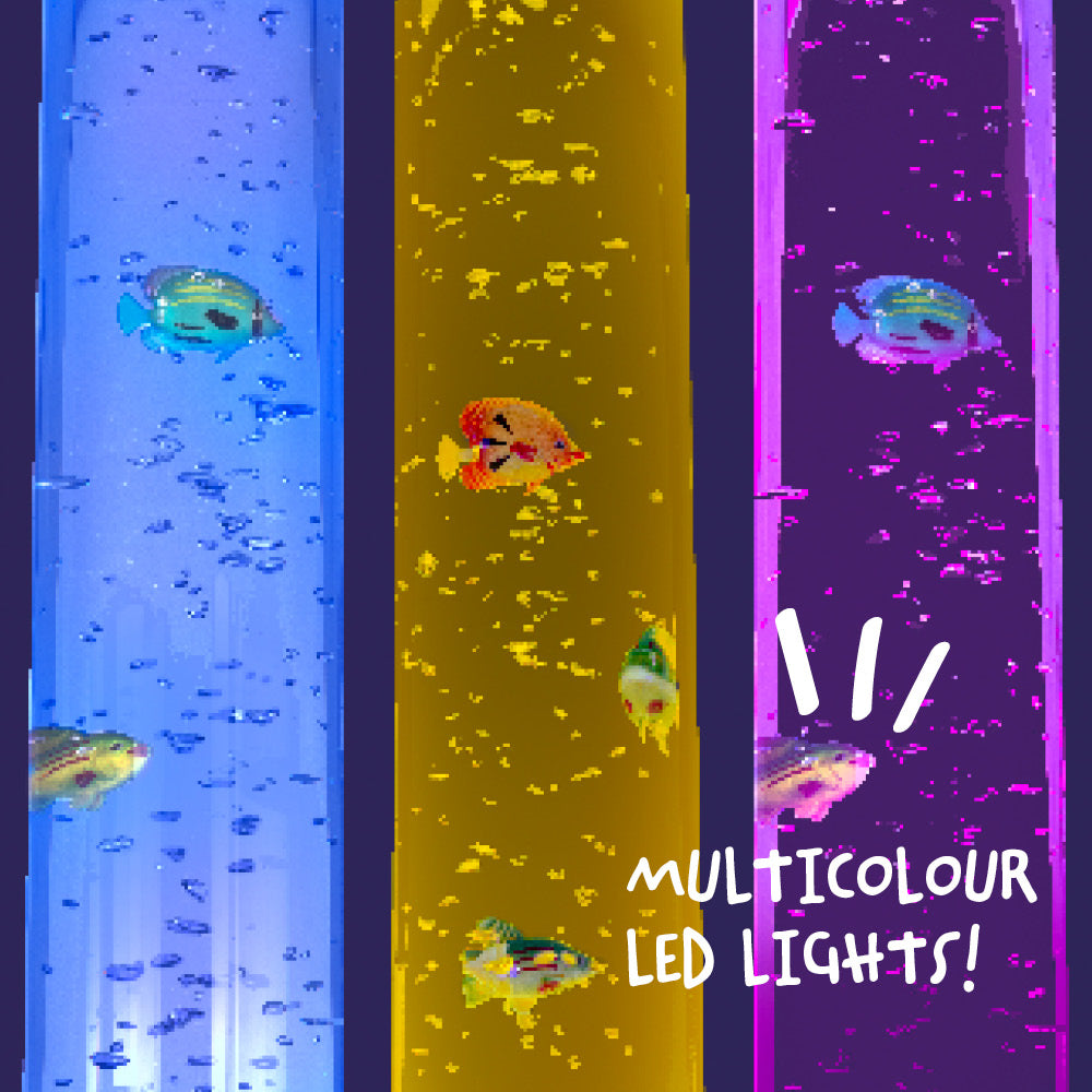 Wicked Gizmos Led Bubble Lamp 90cm Colour Changing With Fish For Sensory Play