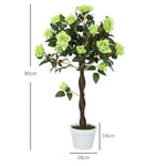 Dyzi 2pcs 90cm Artificial Rose Potted Faux Tree Plant Garden Patio Décor