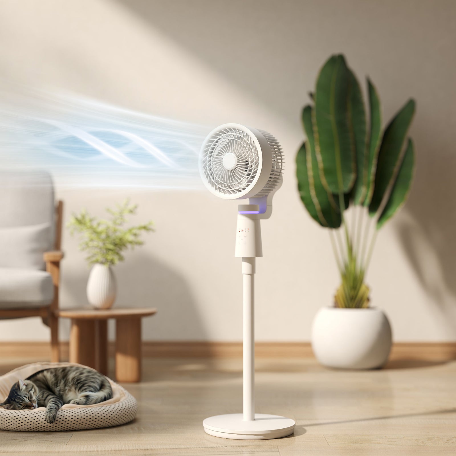 Pedestal Fan, Air Circulation Fan With Oscillating, Tilt | One Size | White