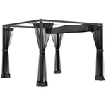 Retractable Pergola Canopy With Netting, Metal Frame | Medium | Dark Gray