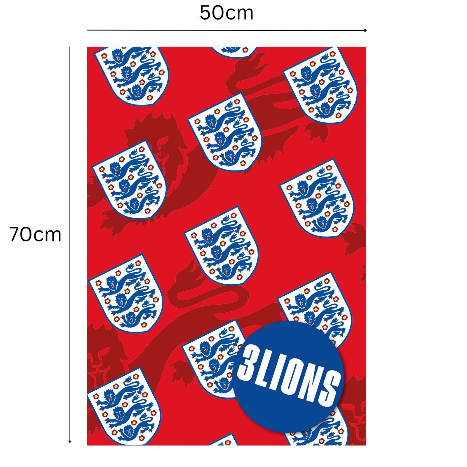 England FA Gift Wrap, 2 Sheet 2 Tag, Official Product