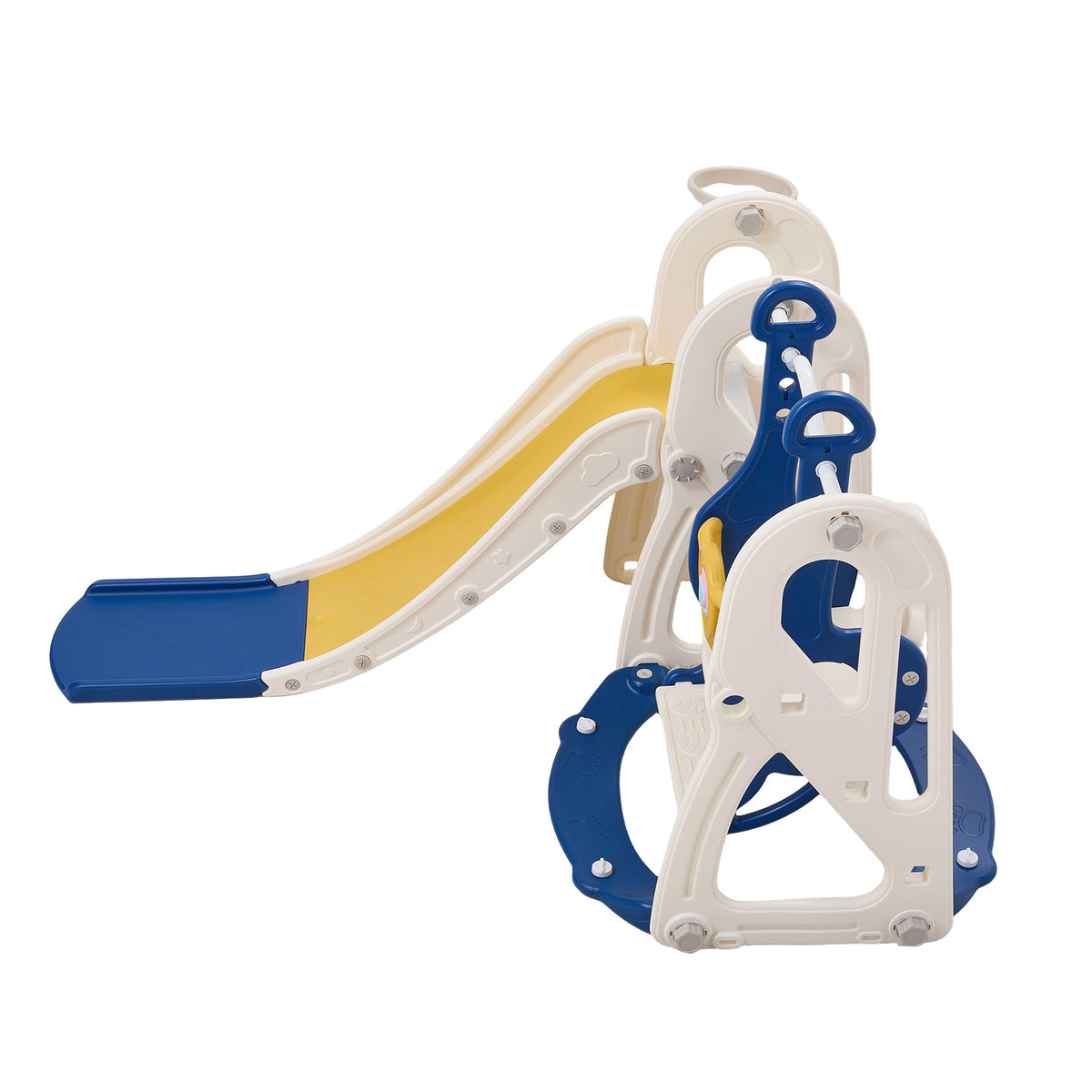 4-in-1 Kids Slide & Swing Set With Basketball Hoop | Blue