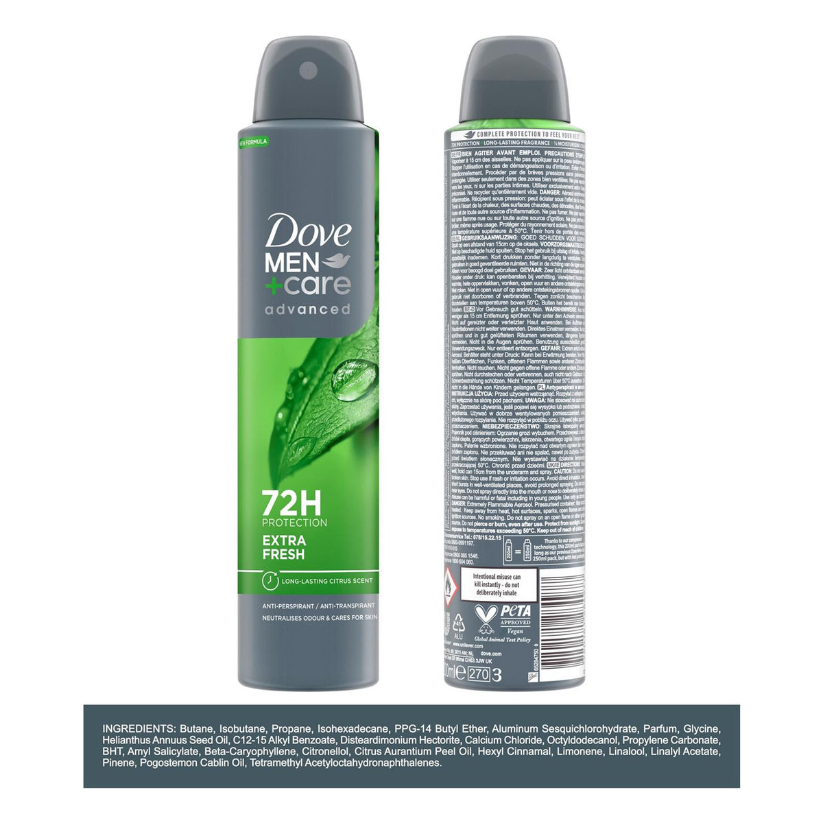 Men+care Antiperspirant Advanced Extra Fresh 72h Protect Deo, 200ml | Set of 24