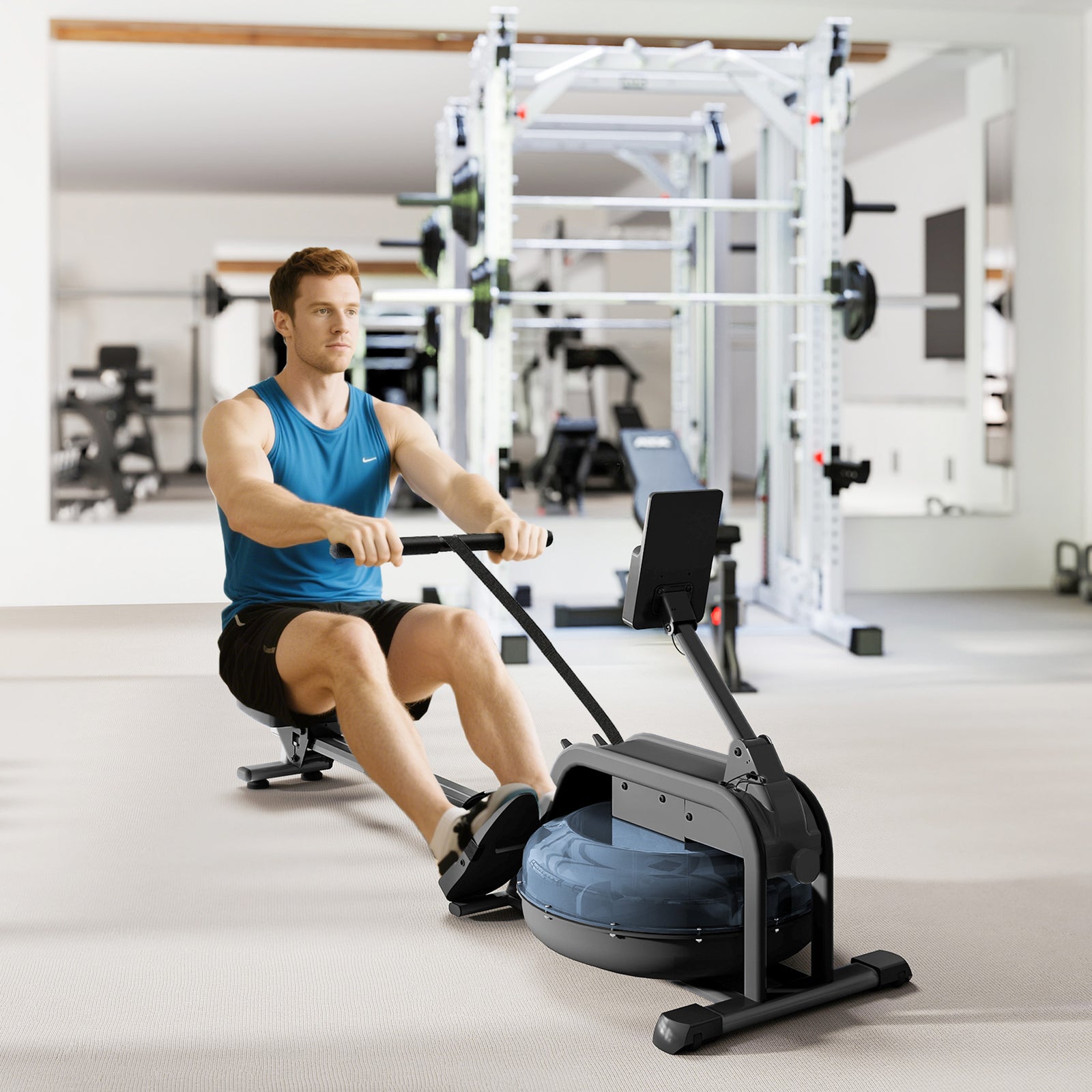 Water Rowing Machine With Adjustable Resistance, Vertical Storage