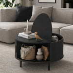 Coffee Table With Lift Top Sliding Door 80 Cm | Black