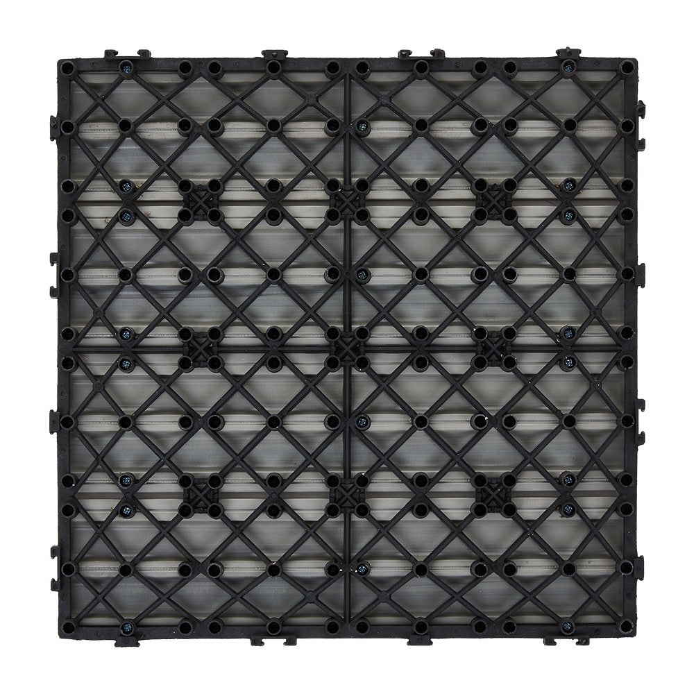 11pcs Interlocking Wpc Deck Tiles, 30x30cm Outdoor Wood-plastic Composite Patio Flooring, Slip-resistant Garden Balcony Tiles | Grey