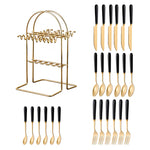 24-piece Stainless Steel Cutlery Set With Storage Rack | Black