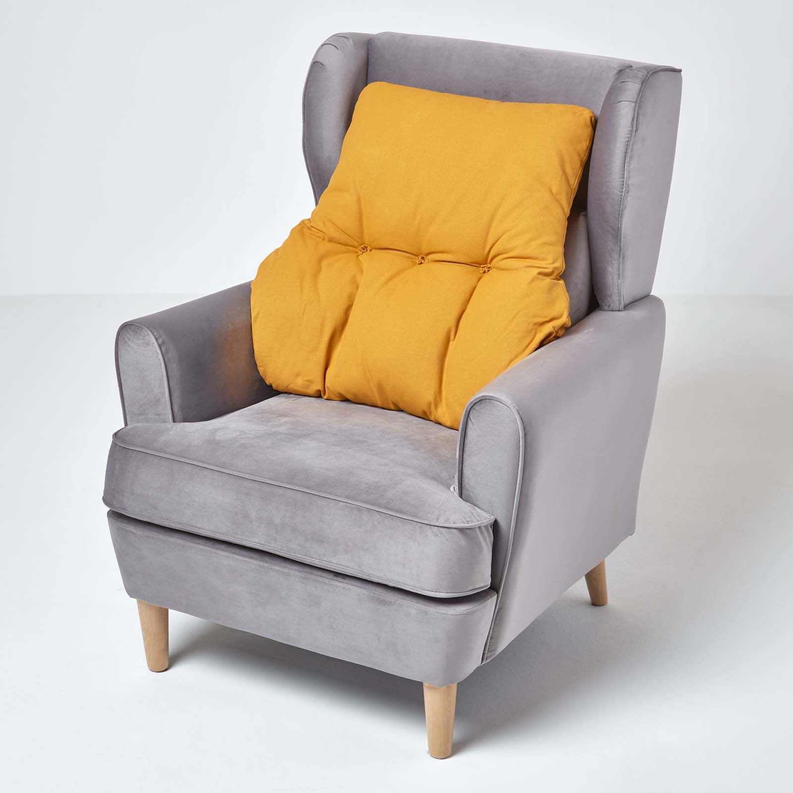 Cotton Back Support Thick Lumbar Cushion | Mustard