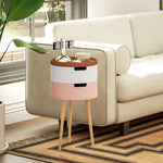 3-tier Round Side Table, Wood Legs, Multicolour