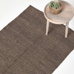 Black Geometric Jute Rug | 150cm x 95cm | Black