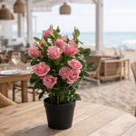 60cm Artificial Rose Bush Premium Pink Silk Flowers And Leaves