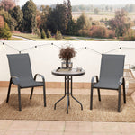 Garden Bistro Set, Small Garden Set W/ Stackable Chairs | Dark Gray