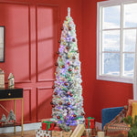 6/7/7.5ft Flocked Christmas Tree, Led Lights | 7ft | Green