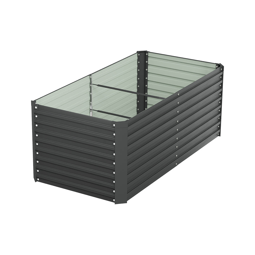 Rectangular Raised Garden Bed – Durable Steel Raised Planter With Safe Edges,160cm W X 80cm D X 60cm H,3 Support Bars | Black