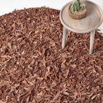 Dallas Leather Shaggy Rug | 150cm | Brown