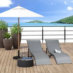 2pcs S-shaped Lounge Chair Foldable Sun Lounger | Gray