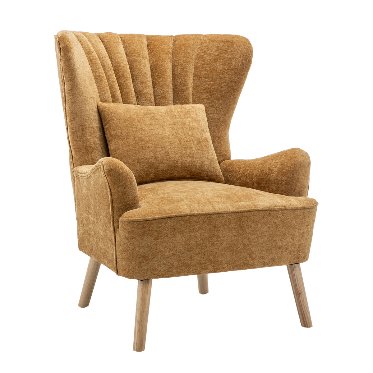 Breeins Upholstered Chenille Wingback Single Sofa Accent Chair With Wooden Legs