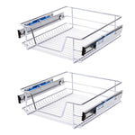 2 Pcs Metal Sliding Kitchen Cabinet Pull Out Wire Basket Organizer