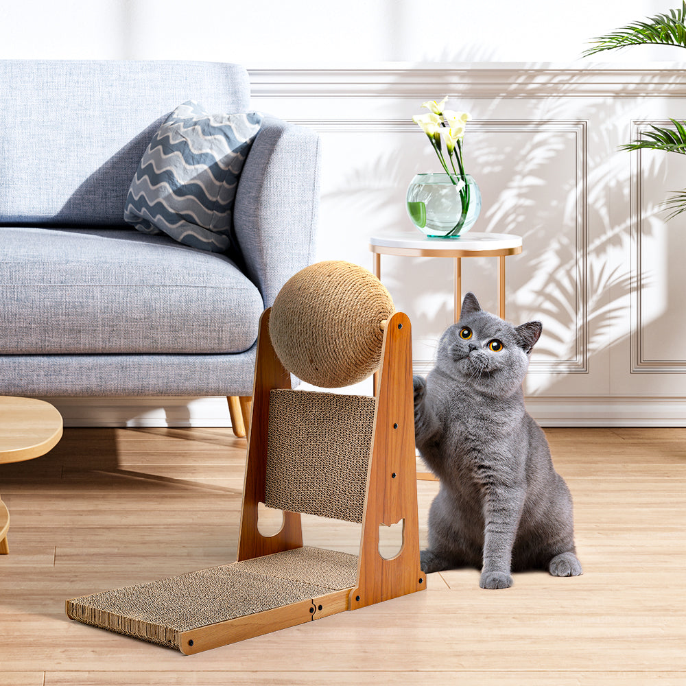 L-shaped Cat Scratcher With Cat Scratching Ball | Small