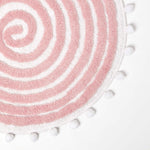 Spiral Cotton Round Bath Mat With Pom Pom Edges | 60cm | Blush Pink