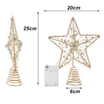 Modern Metal Pre-lit Star Christmas Tree Topper With Beads
