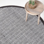 Trance Black And White Diamond Pattern Recycled Fibre Rug | 150cm | Black & White