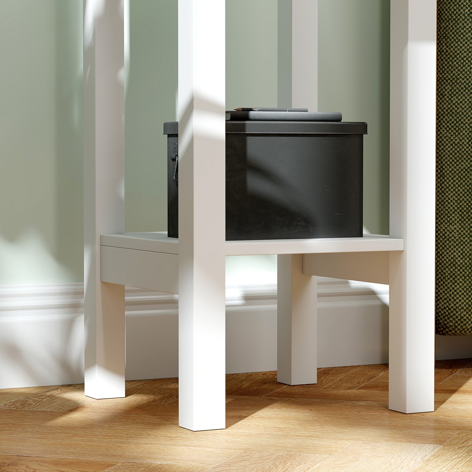 Bedside Table Set, End Table Set With Drawer Storage Shelf | One Size | White