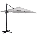 Large Square Patio Parasol With Durable Polyester Canopy, Pa Waterproof Coating, Adjustable Height, 360° Foot Pedal Rotation With Cross Base & Fillable Base | One Size | Light Grey